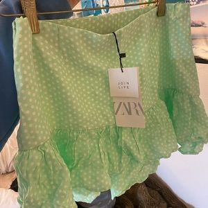 ZARA green polka dot skirt